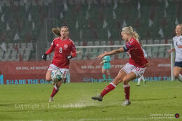 WMS NT, Denmark vs. Italy. Viborg 2020. Pernille Harder and Emma Snerle in action