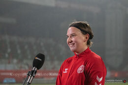 WMS NT, Denmark vs. Italy. Viborg 2020. Lene Christensen (POTM) getting interviewed