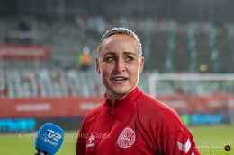 WMS NT, Denmark vs. Italy. Viborg 2020. Sanne Troelsgaard getting interviewed