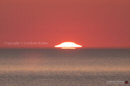 An epic sunset highly influenced by so-called temperature inversions. The sun and it's mock-mirrage almost look like a chinese lamp. Shot @Nr. Lyngby, Vendsyssel, Denmark