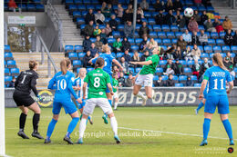 Janelle Cordia (#66 Fortuna Hjorring) with a header in the Cupfinal, Fortuna Hjorring vs. FC Thy at "Bredbaand Nord Arena" in Hjorring, Denmark