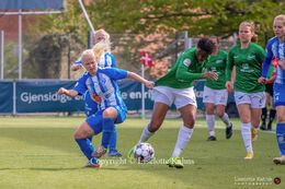 Omewa J. Ogochuckwu (#17 Fortuna Hjorring) and Agnete Marcussen (#7 FC Thy) battle for the ball in the Cupfinal, Fortuna Hjorring vs. FC Thy at "Bredbaand Nord Arena" in Hjorring, Denmark