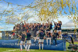 Fortuna Hjorring celebrating the victory in the Cupfinal, Fortuna Hjorring vs. FC Thy at "Bredbaand Nord Arena" in Hjorring, Denmark