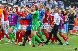 "Kvindelandsholdet" tributing the Danish fans in the Women's Euro 2022 match Denmark vs Finland at Stadium MK, Milton Keynes, England