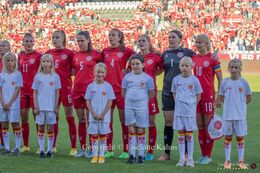 "Kvindelandsholdet" before the World Cup qualifier Denmark vs Montenegro at Viborg Stadium, Denmark
