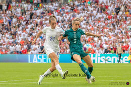 Ella Toone (#20 England) with a shot in the Women's Euro 2022 Final England vs Germany at Wembley Stadium, London, England