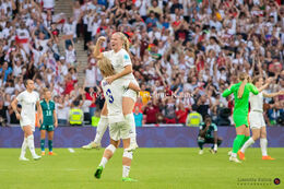 Beth Mead (#7 England) and Alessia Russo (#23 England) celebrating the victory in the Women's Euro 2022 Final England vs Germany at Wembley Stadium, London, England