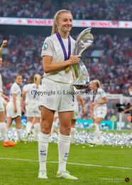 Leah Williamson (#8 England) with the trophy after the Women's Euro 2022 Final England vs Germany at Wembley Stadium, London, England
