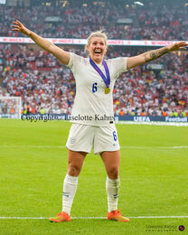 Millie Bright (#6 England) celebrating the victory in the Women's Euro 2022 Final England vs Germany at Wembley Stadium, London, England