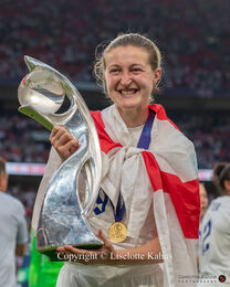 Ellen White (#9 England) with the trophy after the Women's Euro 2022 Final England vs Germany at Wembley Stadium, London, England