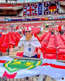 Enthusiastic England fan in the Women's Euro 2022 Final England vs Germany at Wembley Stadium, London, England