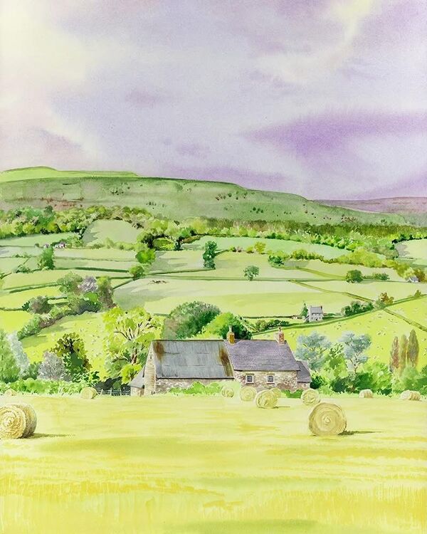 Haymaking at Tretower by Liz Hankins