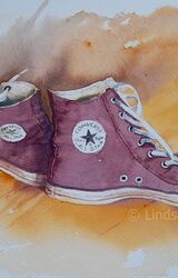 Converse Chuck Taylor Hightops, Daniel Smith Watercolours, Saunders Waterford paper