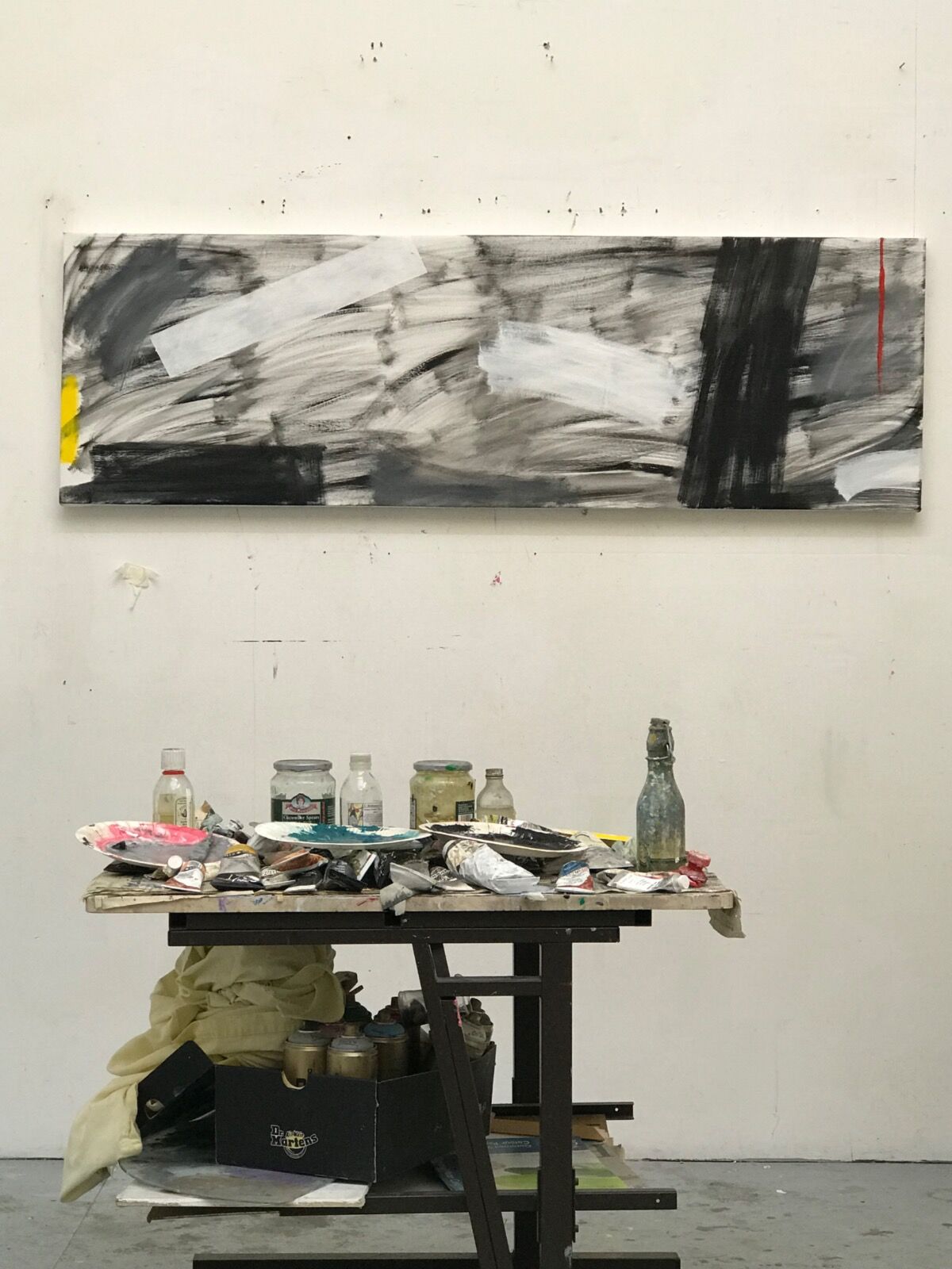 12. 'Light AT The End Of A Tunnel' in the studio (160cm x 51, oil on canvas) - Copy