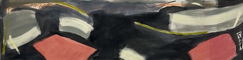 Moving Across (oil, charcoal on canvas, 50 x 200cm)