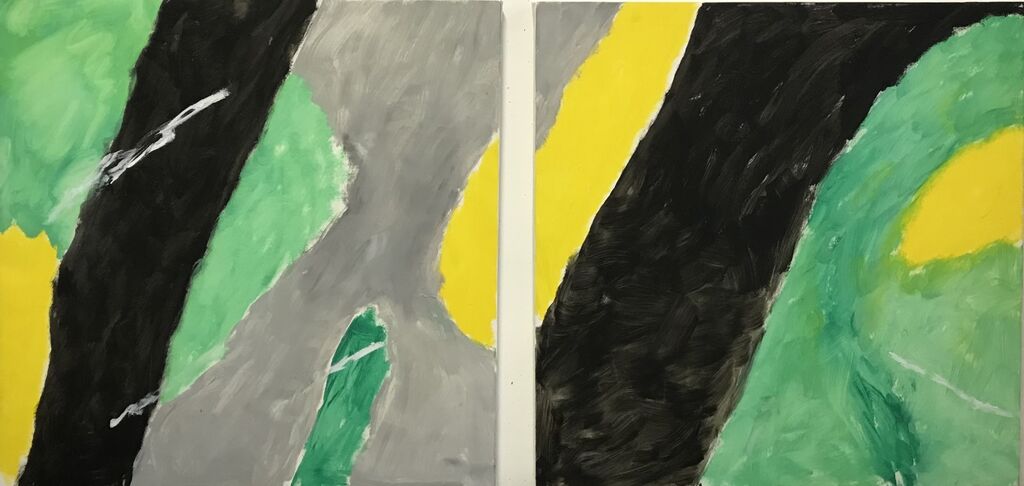 'Climbing'  diptych (each panel 91 x 91 cms)