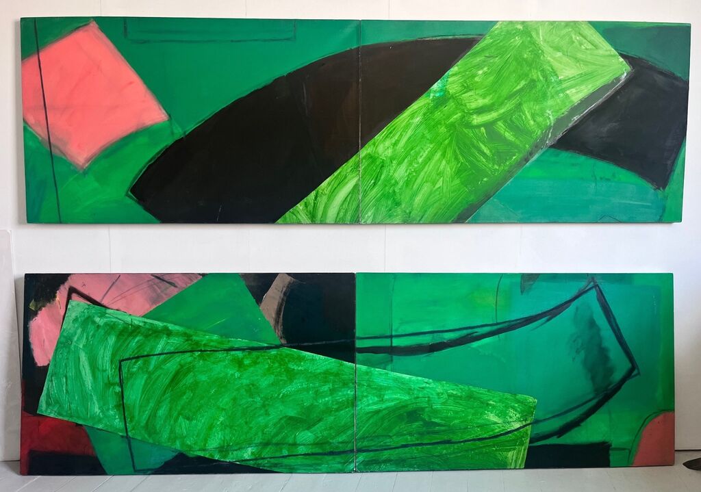Green Painting with a Gap in the Middle