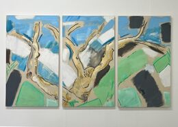 'Through The Tree triptych' (oil. charcoal on canvas, each panel 75 x 130cm))