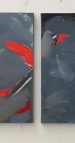 'The Red Triangle' (70 x 40 cm each panel, oil on canvas)
