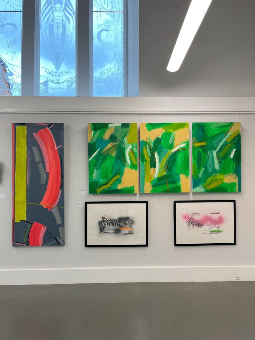 'Tree Broken' triptych and 'Grey Sweep' in gallery