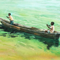 Boys in canoe