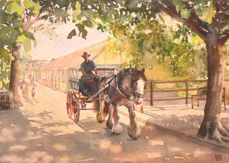 Horse & carriage in the Avenue, Sark