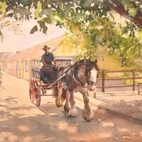 Horse & carriage in the Avenue, Sark