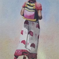 Woman with pink backpack