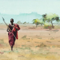 Maasai with spear