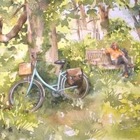 Resting cyclist, Sark