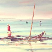 Women wading, Zanzibar