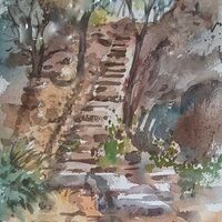 Steps on farm rocks