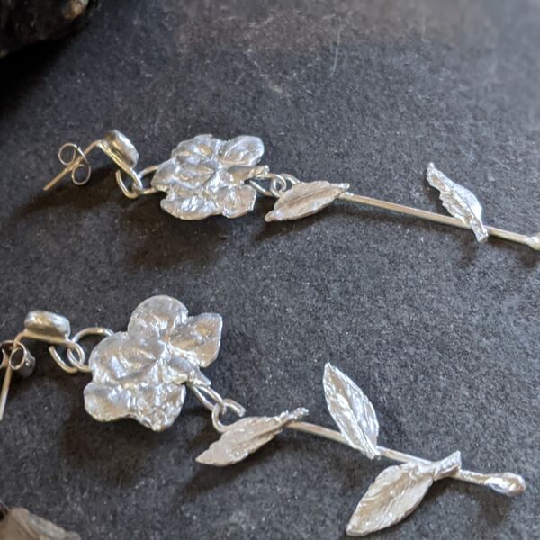Flora and Fauna Range Fine silver Cherry Blossom Two Part Earrings