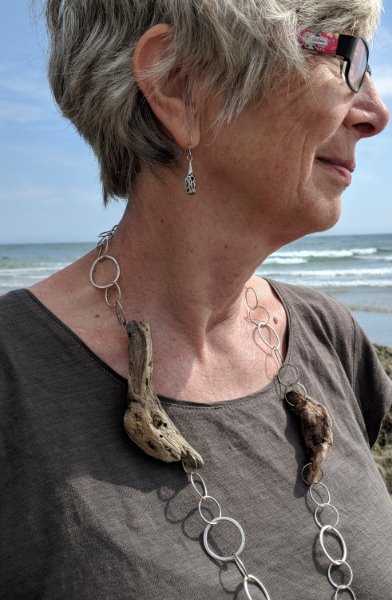 Driftwood and Forged Silver Necklace