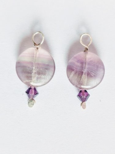Fluorite and Amethyst Crystal Earring Charms