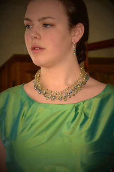 Retro Style Multi Strand Necklace, Sterling silver, Freshwater Pearls and Swarovski Crystals