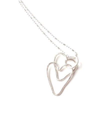 Two Hearts Silver Hand Forged and Hammered Necklace