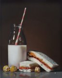 peanut butter and jam sandwich with popcorn (sold)