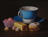 blue teacup with mr kipling cakes (sold)