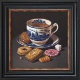 blue and white teacup with biscuits (sold)