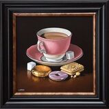 pink teacup with biscuits (sold)