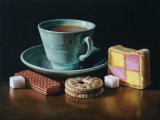 teacup with biscuits and battenburg (sold)