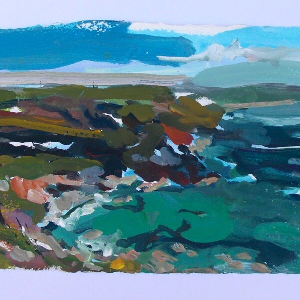 Coast View Lucy Hawkins Gouache on Two Rivers paper 51x21cm frame 66x38cm £420