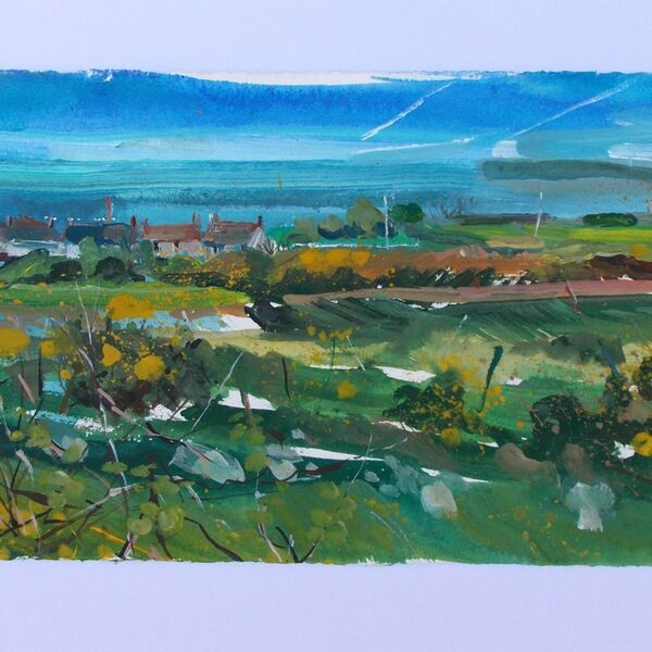 Cornish Summer Lucy Hawkins Gouache on Two River paper 51x21cm frame 38x66cm £420