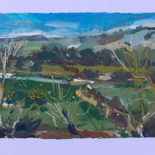 Dorset View Gouache on Two Rivers paper 51 x 21cm Lucy Hawkins £420