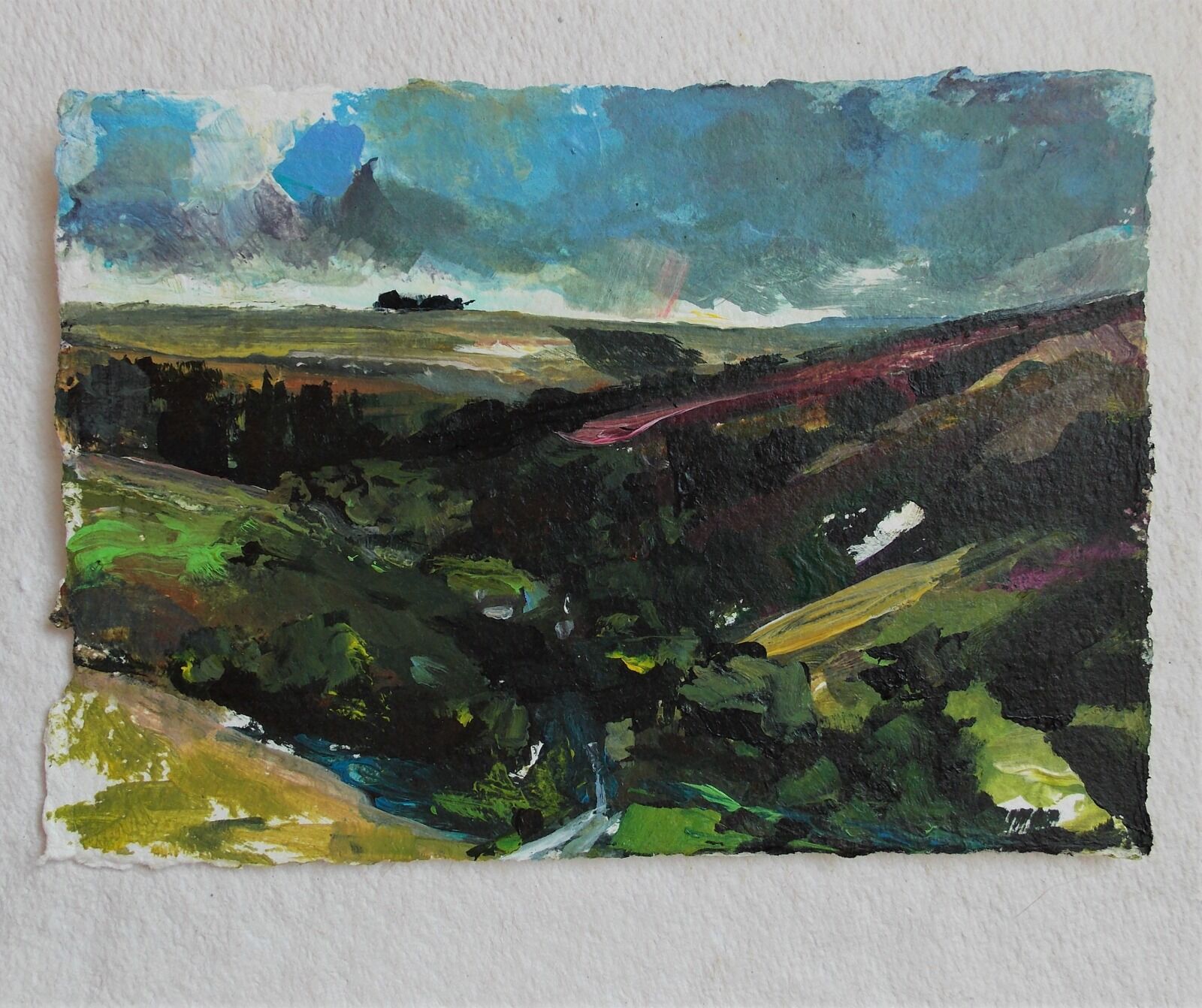 Hills and Valleys, Acrylic on paper, 15x21cm,Lucy Hawkins,