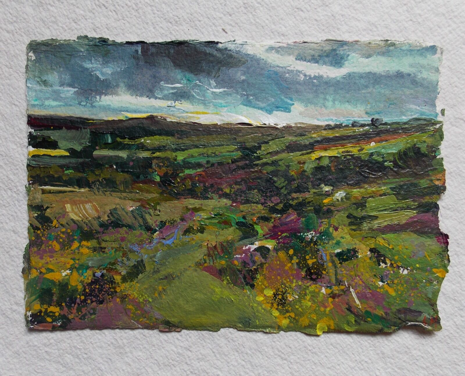 Moorland View,Acrylic on paper, 15x21cm, Lucy Hawkins £195