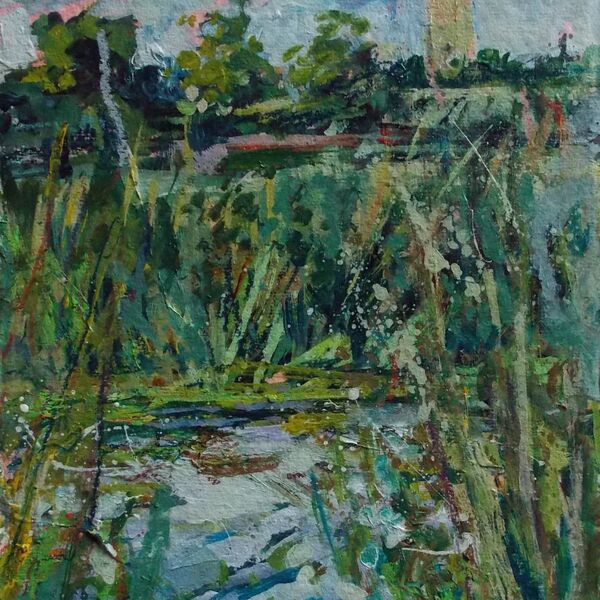 Muchelney Church Tower from the Parrett (sold)