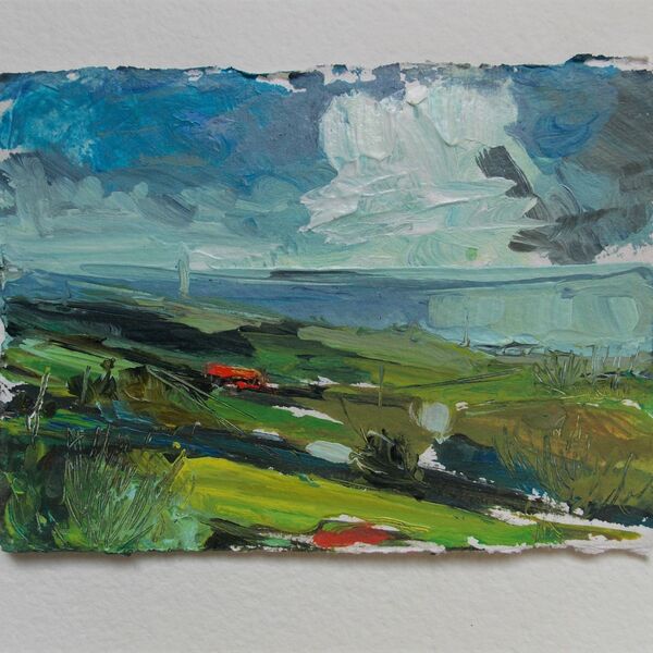 Red Bus on the Coast Road (sold)