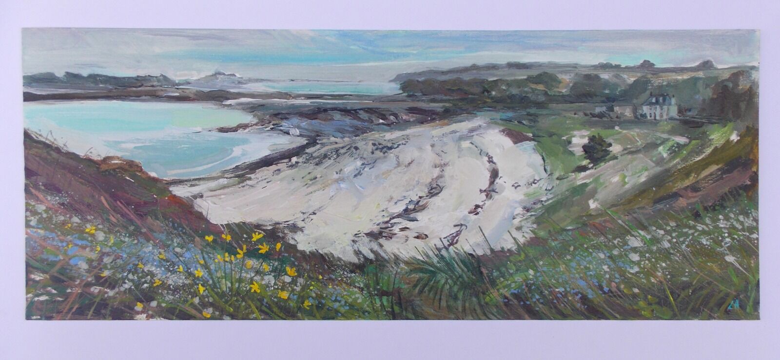 Scilly Cove Lucy Hawkins Acrylic on board 51x21cm St Ives frame 60x30cm £420